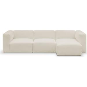 Canapé modulable angle droit 4 places en tissu bouclé beige…