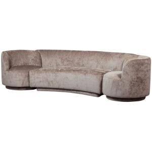Canapé modulable avec 2 fauteuils en tissu chenille taupe