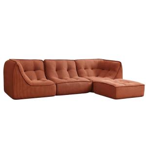 Canapé modulable avec pouf velours 260x165x70 cm 3 places t…