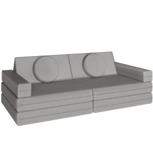 Canapé modulable de jeu 8 pièces fonction de couchage gris