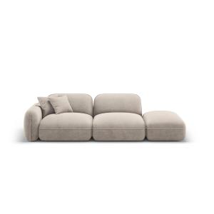 Canapé modulable droit 3 places en velours beige foncé