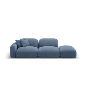 Canapé modulable droit 3 places en velours blue jeans