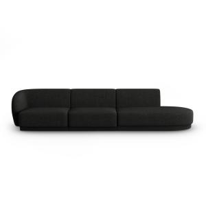 Canapé modulable droit 4 places en tissu chenille noir