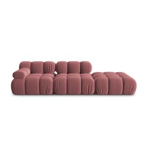 Canapé modulable droit 4 places en tissu velours rose