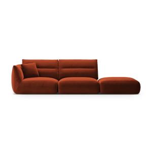 Canapé modulable droit 4 places en velours auburn