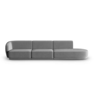 Canapé modulable droit 4 places en velours gris