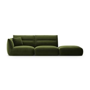 Canapé modulable droit 4 places en velours vert de l'armée