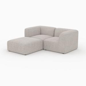 Canapé modulable en tissu beige 2 places avec pouf