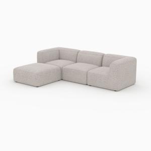 Canapé modulable en tissu beige 3 places avec pouf