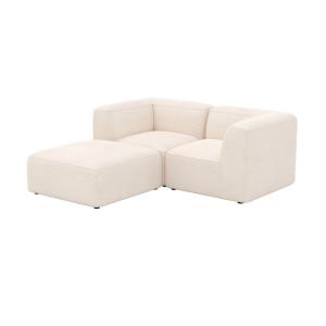 Canapé modulable en velours blanc 2 places avec pouf