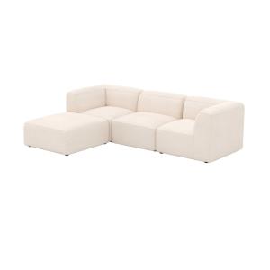 Canapé modulable en velours blanc 3 places avec pouf