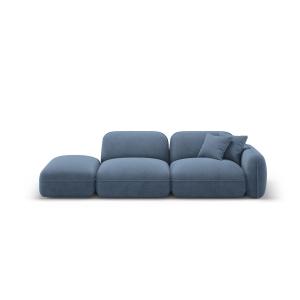 Canapé modulable gauche 3 places en velours blue jeans