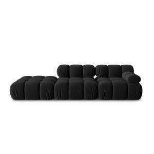 Canapé modulable gauche 4 places en tissu velours noir