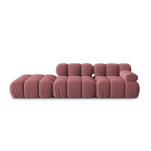 Canapé modulable gauche 4 places en tissu velours rose