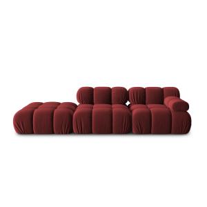 Canapé modulable gauche 4 places en tissu velours rouge fon…