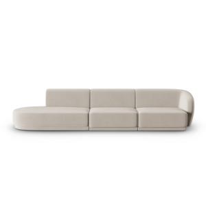 Canapé modulable gauche 4 places en velours beige