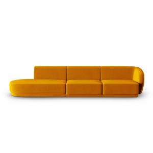 Canapé modulable gauche 4 places en velours jaune
