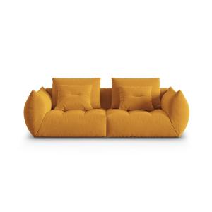 Canapé modulaire 3 places en velours jaune
