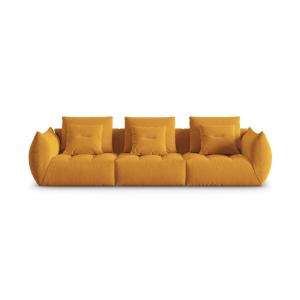 Canapé modulaire 4 places en velours jaune