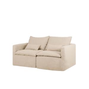 Canapé modulaire droit en coton et lin déhoussable beige 19…