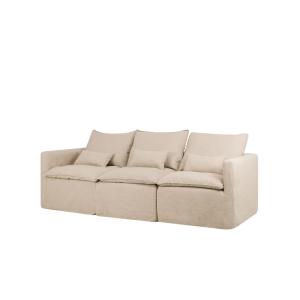 Canapé modulaire droit en coton et lin déhoussable beige 28…