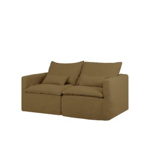 Canapé modulaire droit en coton et lin déhoussable vert 195…