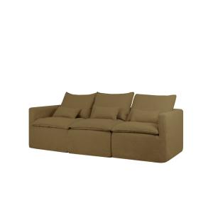 Canapé modulaire droit en coton et lin déhoussable vert 280…