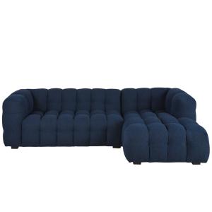 Canapé nuage d'angle droit 4/5 places bouclettes bleu nuit