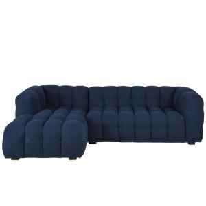 Canapé nuage d'angle gauche 4/5 places bouclettes bleu nuit