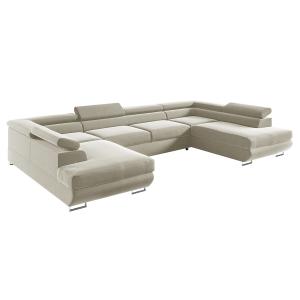 Canapé panoramique 5 places convertible tissu beige