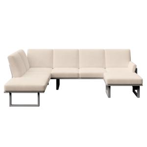 Canapé panoramique beige clair - cadre anthracite