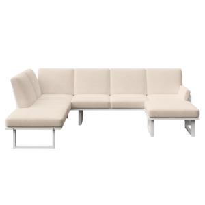 Canapé panoramique beige clair - cadre blanc