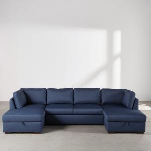 Canapé panoramique convertible 7 places bleu nuit