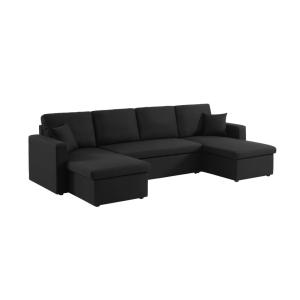 Canapé panoramique convertible en tissu noir