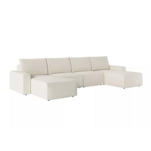 Canapé panoramique fixe 6 places en tissu Beige