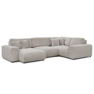 Canapé panoramique format XXL en velours côtelé gris clair…