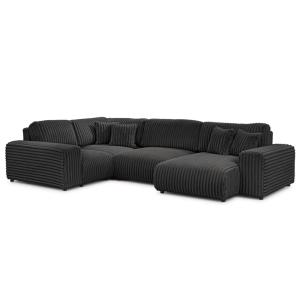 Canapé panoramique format XXL en velours côtelé gris foncé…
