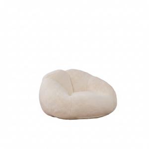 Canapé pouf 1 place en peluche velours doux beige sans mont…