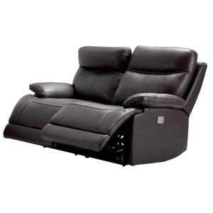 Canapé relax 2 places électrique en cuir marron foncé