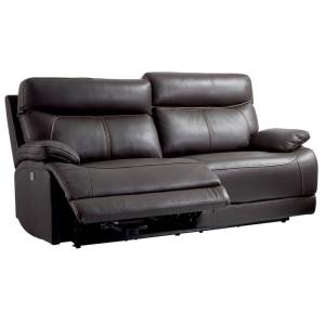 Canapé relax 3 places électrique en cuir marron foncé