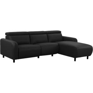 Canapé relax électrique 3 places méridienne D en PU noir