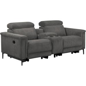 Canapé relax manuel 2 places en velours côtelé anthracite