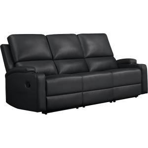 Canapé relax manuel 3 places avec 2 relax en PU noir