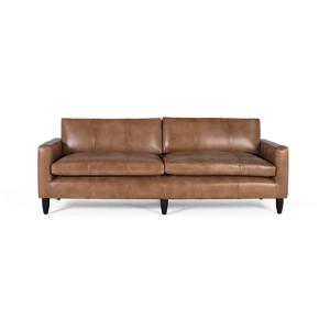 Canapé rembourré en cuir et finition camel 220cm