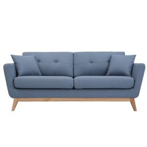 Canapé scandinave 3 places en tissu bleu pastel