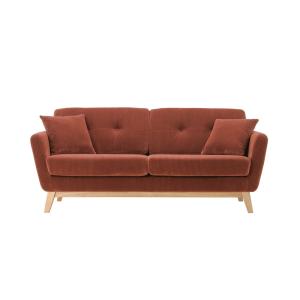 Canapé scandinave 3 places en velours côtelé terracotta