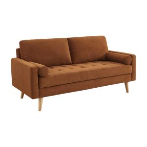 Canapé tissu chenille capitonné 3 places terracotta