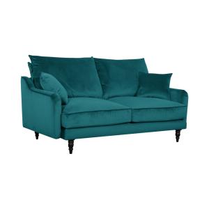 Canapé velours 2 places bleu paon