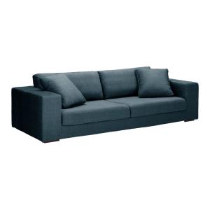 Canapé velours 4 places bleu océan