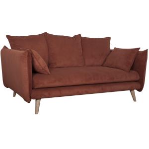 Canapé velours côtelé 2 places acajou